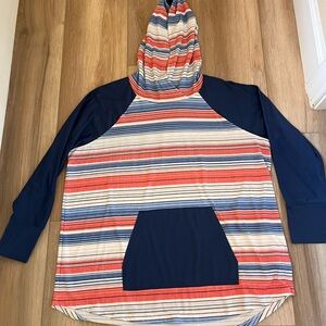 LuLaRoe Amber Striped Lightweight Hoodie Top 2x